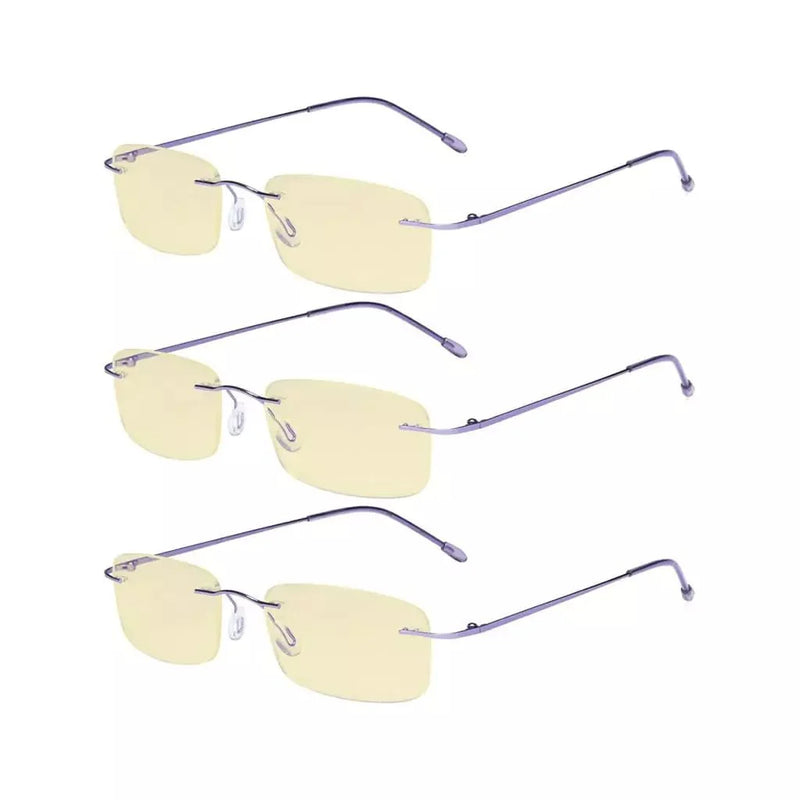 eyekeeper.com 3 Pack Rimless Blue Light Blocking Reading Glasses TMWK8 Eyeglasses White Smoke Purple-3pcs / without magnification,Purple-3pcs / +0.50,Purple-3pcs / +0.75,Purple-3pcs / +1.00,Purple-3pcs / +1.25,Purple-3pcs / +1.50,Purple-3pcs / +1.75,Purple-3pcs / +2.00,Purple-3pcs / +2.25,Purple-3pcs / +2.50,Purple-3pcs / +2.75,Purple-3pcs / +3.00