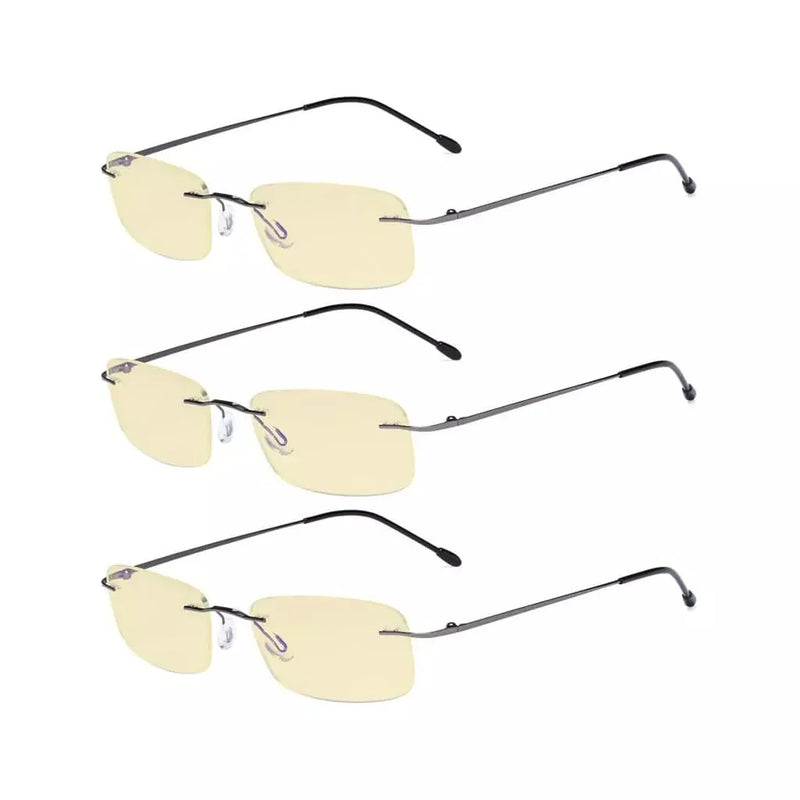 eyekeeper.com 3 Pack Rimless Blue Light Blocking Reading Glasses TMWK8 Eyeglasses White Smoke Gunmetal-3pcs / without magnification,Gunmetal-3pcs / +0.50,Gunmetal-3pcs / +0.75,Gunmetal-3pcs / +1.00,Gunmetal-3pcs / +1.25,Gunmetal-3pcs / +1.50,Gunmetal-3pcs / +1.75,Gunmetal-3pcs / +2.00,Gunmetal-3pcs / +2.25,Gunmetal-3pcs / +2.50,Gunmetal-3pcs / +2.