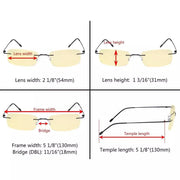 eyekeeper.com 3 Pack Rimless Blue Light Blocking Reading Glasses TMWK8 Eyeglasses White Smoke Black-3pcs / without magnification,Black-3pcs / +0.50,Black-3pcs / +0.75,Black-3pcs / +1.00,Black-3pcs / +1.25,Black-3pcs / +1.50,Black-3pcs / +1.75,Black-3pcs / +2.25,Black-3pcs / +2.50,Black-3pcs / +2.75,Black-3pcs / +3.00,Black-3pcs / +3.50,Black-3pcs