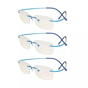 eyekeeper.com 3 Pack Rimless Blue Light Filter Readers UVR1508 Eyeglasses White Smoke Blue-3pcs / without magnification