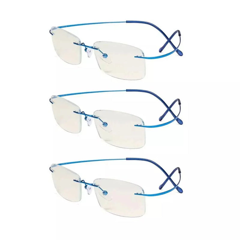 eyekeeper.com 3 Pack Rimless Blue Light Filter Readers UVR1508 Eyeglasses White Smoke Blue-3pcs / without magnification
