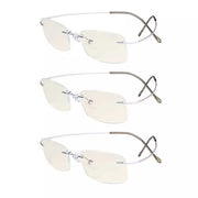 eyekeeper.com 3 Pack Rimless Blue Light Filter Readers UVR1508 Eyeglasses White Smoke Silver-3pcs / without magnification,Silver-3pcs / +0.50,Silver-3pcs / +0.75