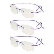 eyekeeper.com 3 Pack Rimless Blue Light Filter Readers UVR1508 Eyeglasses White Smoke Purple-3pcs / without magnification