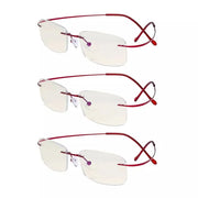 eyekeeper.com 3 Pack Rimless Blue Light Filter Readers UVR1508 Eyeglasses White Smoke Red-3pcs / without magnification