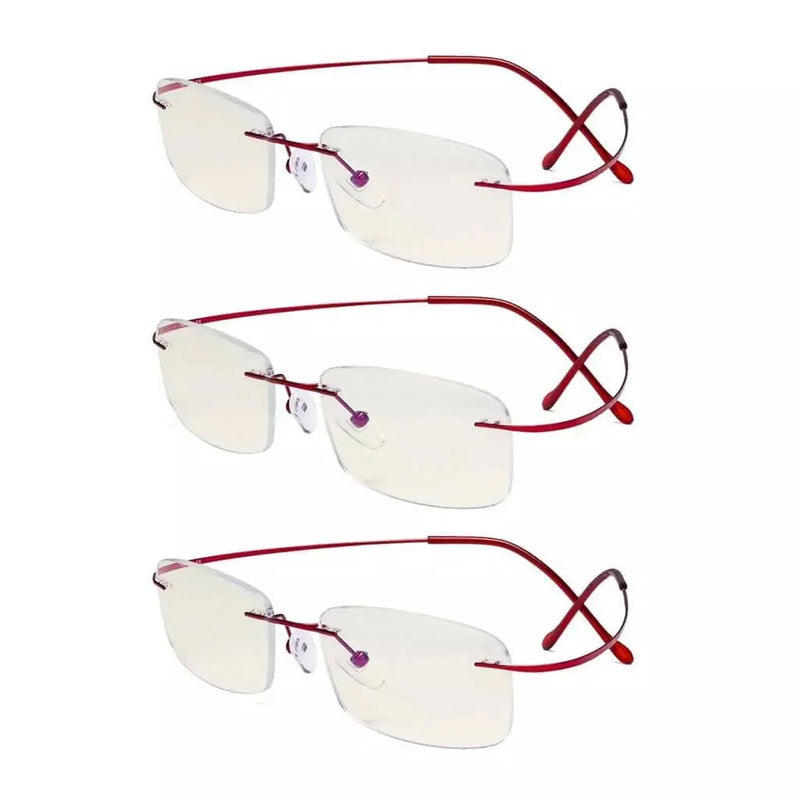 eyekeeper.com 3 Pack Rimless Blue Light Filter Readers UVR1508 Eyeglasses White Smoke Red-3pcs / without magnification