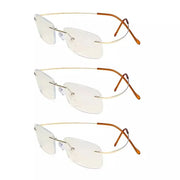 eyekeeper.com 3 Pack Rimless Blue Light Filter Readers UVR1508 Eyeglasses White Smoke Gold-3pcs / without magnification,Gold-3pcs / +0.50,Gold-3pcs / +0.75,Gold-3pcs / +1.00,Gold-3pcs / +2.25