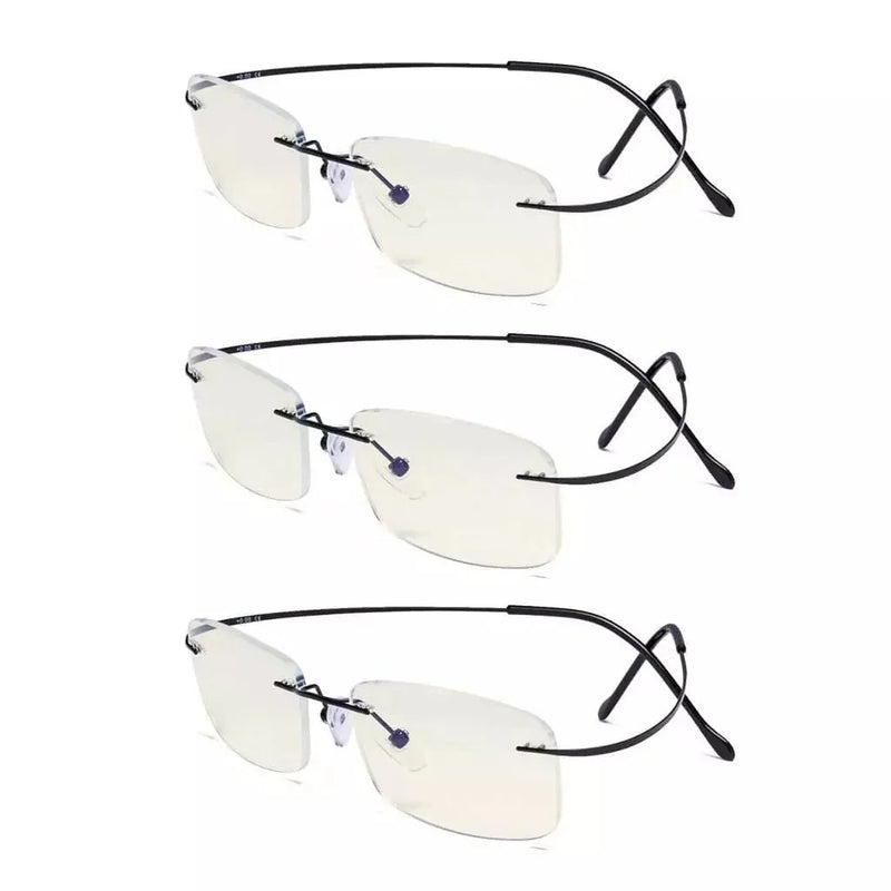 eyekeeper.com 3 Pack Rimless Blue Light Filter Readers UVR1508 Eyeglasses White Smoke Black-3pcs / without magnification,Black-3pcs / +0.50,Black-3pcs / +0.75,Black-3pcs / +1.00,Black-3pcs / +2.25,Blue-3pcs / without magnification,Gold-3pcs / without magnification,Gold-3pcs / +0.50,Gold-3pcs / +0.75,Gold-3pcs / +1.00,Gold-3pcs / +2.25,Gunm