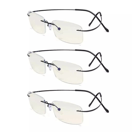 eyekeeper.com 3 Pack Rimless Blue Light Filter Readers UVR1508 Eyeglasses White Smoke Black-3pcs / without magnification,Black-3pcs / +0.50,Black-3pcs / +0.75,Black-3pcs / +1.00,Black-3pcs / +2.25