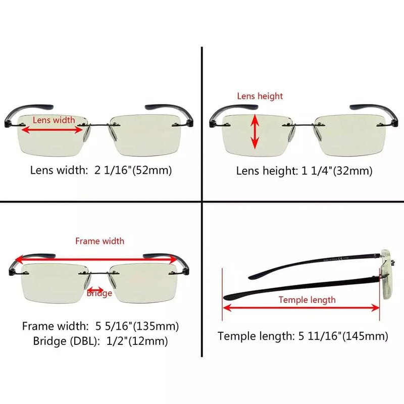 eyekeeper.com 3 Pack Rimless Blue Light Filter Reading Glasses UVR14003 Eyeglasses White Smoke 3 Pairs Mix / without magnification,3 Pairs Mix / +1.00,3 Pairs Mix / +1.25,3 Pairs Mix / +1.50,3 Pairs Mix / +1.75,3 Pairs Mix / +2.00,3 Pairs Mix / +2.50,3 Pairs Mix / +3.00