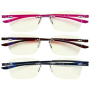 eyekeeper.com 3 Pack Rimless Blue Light Filter Reading Glasses UVR14009 Eyeglasses White Smoke 3 Pairs Mix / without magnification,3 Pairs Mix / +1.00,3 Pairs Mix / +1.25,3 Pairs Mix / +1.50,3 Pairs Mix / +1.75,3 Pairs Mix / +2.00,3 Pairs Mix / +2.50,3 Pairs Mix / +3.00