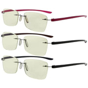 eyekeeper.com 3 Pack Rimless Blue Light Filter Reading Glasses UVR14009 Eyeglasses White Smoke 3 Pairs Mix / without magnification,3 Pairs Mix / +1.00,3 Pairs Mix / +1.25,3 Pairs Mix / +1.50,3 Pairs Mix / +1.75,3 Pairs Mix / +2.00,3 Pairs Mix / +2.50,3 Pairs Mix / +3.00