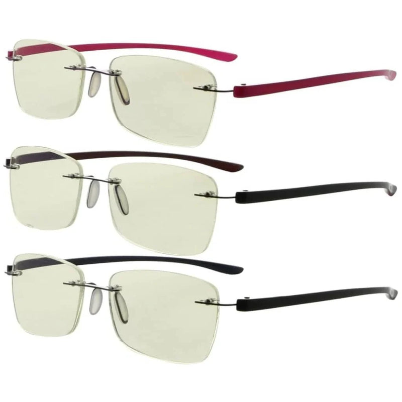 eyekeeper.com 3 Pack Rimless Blue Light Filter Reading Glasses UVR14009 Eyeglasses White Smoke 3 Pairs Mix / without magnification,3 Pairs Mix / +1.00,3 Pairs Mix / +1.25,3 Pairs Mix / +1.50,3 Pairs Mix / +1.75,3 Pairs Mix / +2.00,3 Pairs Mix / +2.50,3 Pairs Mix / +3.00