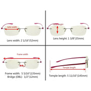 eyekeeper.com 3 Pack Rimless Blue Light Filter Reading Glasses UVR14009 Eyeglasses White Smoke 3 Pairs Mix / without magnification,3 Pairs Mix / +1.00,3 Pairs Mix / +1.25,3 Pairs Mix / +1.50,3 Pairs Mix / +1.75,3 Pairs Mix / +2.00,3 Pairs Mix / +2.50,3 Pairs Mix / +3.00
