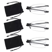 eyekeeper.com 3 Pack Rimless Reading Glasses Foldable Readers R15081 Eyeglasses White Smoke Gunmetal-3pcs / +0.75,Gunmetal-3pcs / +1.00,Gunmetal-3pcs / +1.75,Gunmetal-3pcs / +2.50,Gunmetal-3pcs / +2.75,Gunmetal-3pcs / +3.00,Gunmetal-3pcs / +4.00