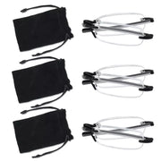 eyekeeper.com 3 Pack Rimless Reading Glasses Foldable Readers R15081 Eyeglasses White Smoke Black-3pcs / +0.50,Black-3pcs / +0.75,Black-3pcs / +1.00,Black-3pcs / +1.25,Black-3pcs / +1.50,Black-3pcs / +1.75,Black-3pcs / +2.00,Black-3pcs / +2.50,Black-3pcs / +2.75,Black-3pcs / +3.00,Black-3pcs / +3.50,Black-3pcs / +4.00