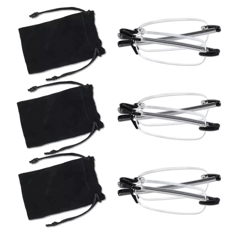 eyekeeper.com 3 Pack Rimless Reading Glasses Foldable Readers R15081 Eyeglasses White Smoke Black-3pcs / +0.50,Black-3pcs / +0.75,Black-3pcs / +1.00,Black-3pcs / +1.25,Black-3pcs / +1.50,Black-3pcs / +1.75,Black-3pcs / +2.00,Black-3pcs / +2.50,Black-3pcs / +2.75,Black-3pcs / +3.00,Black-3pcs / +3.50,Black-3pcs / +4.00