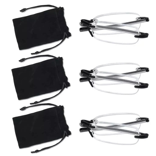 eyekeeper.com 3 Pack Rimless Reading Glasses Foldable Readers R15081 Eyeglasses White Smoke Black-3pcs / +0.50,Black-3pcs / +0.75,Black-3pcs / +1.00,Black-3pcs / +1.25,Black-3pcs / +1.50,Black-3pcs / +1.75,Black-3pcs / +2.00,Black-3pcs / +2.50,Black-3pcs / +2.75,Black-3pcs / +3.00,Black-3pcs / +3.50,Black-3pcs / +4.00