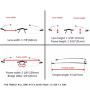 eyekeeper.com 3 Pack Rimless Reading Glasses Foldable Readers R15081 Eyeglasses White Smoke Black-3pcs / +0.50,Black-3pcs / +0.75,Black-3pcs / +1.00,Black-3pcs / +1.25,Black-3pcs / +1.50,Black-3pcs / +1.75,Black-3pcs / +2.00,Black-3pcs / +2.50,Black-3pcs / +2.75,Black-3pcs / +3.00,Black-3pcs / +3.50,Black-3pcs / +4.00,Gunmetal-3pcs / +0.75,Gunme