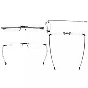 eyekeeper.com 3 Pack Rimless Reading Glasses Foldable Readers R15081 Eyeglasses White Smoke Black-3pcs / +0.50,Black-3pcs / +0.75,Black-3pcs / +1.00,Black-3pcs / +1.25,Black-3pcs / +1.50,Black-3pcs / +1.75,Black-3pcs / +2.00,Black-3pcs / +2.50,Black-3pcs / +2.75,Black-3pcs / +3.00,Black-3pcs / +3.50,Black-3pcs / +4.00,Gunmetal-3pcs / +0.75,Gunme