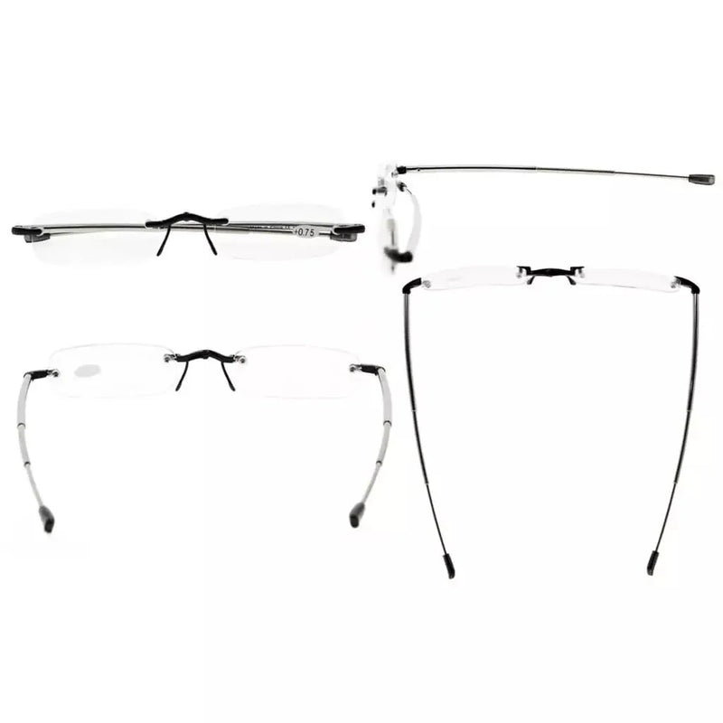 eyekeeper.com 3 Pack Rimless Reading Glasses Foldable Readers R15081 Eyeglasses White Smoke Black-3pcs / +0.50,Black-3pcs / +0.75,Black-3pcs / +1.00,Black-3pcs / +1.25,Black-3pcs / +1.50,Black-3pcs / +1.75,Black-3pcs / +2.00,Black-3pcs / +2.50,Black-3pcs / +2.75,Black-3pcs / +3.00,Black-3pcs / +3.50,Black-3pcs / +4.00,Gunmetal-3pcs / +0.75,Gunme