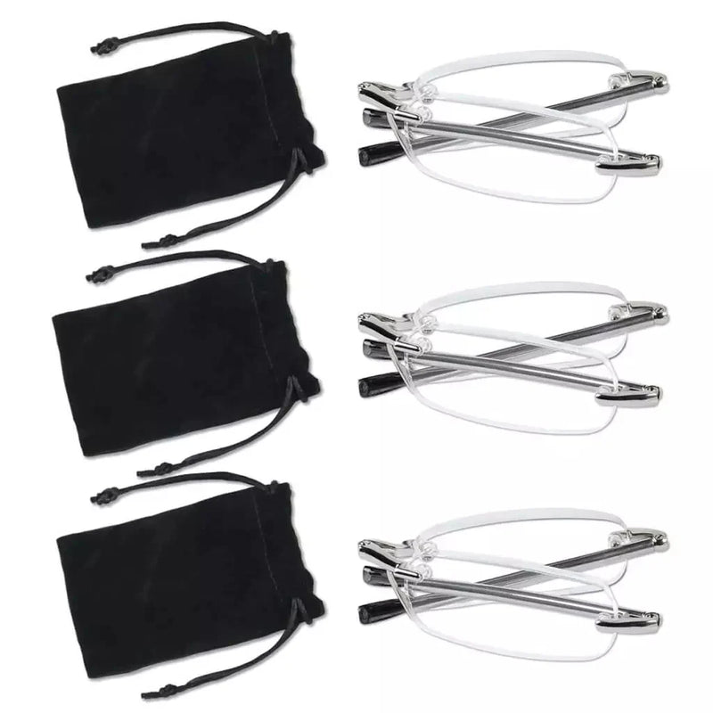 eyekeeper.com 3 Pack Rimless Reading Glasses Foldable Readers R15081 Eyeglasses White Smoke Silver-3pcs / +0.50,Silver-3pcs / +0.75,Silver-3pcs / +1.00,Silver-3pcs / +1.25,Silver-3pcs / +1.50,Silver-3pcs / +1.75,Silver-3pcs / +2.00,Silver-3pcs / +2.50,Silver-3pcs / +2.75,Silver-3pcs / +3.00,Silver-3pcs / +3.50,Silver-3pcs / +4.00