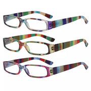 eyekeeper.com 3 Pack Striped Pattern Reading Glasses R906 Eyeglasses White Smoke 3 Pairs Mix / +0.75,3 Pairs Mix / +1.00