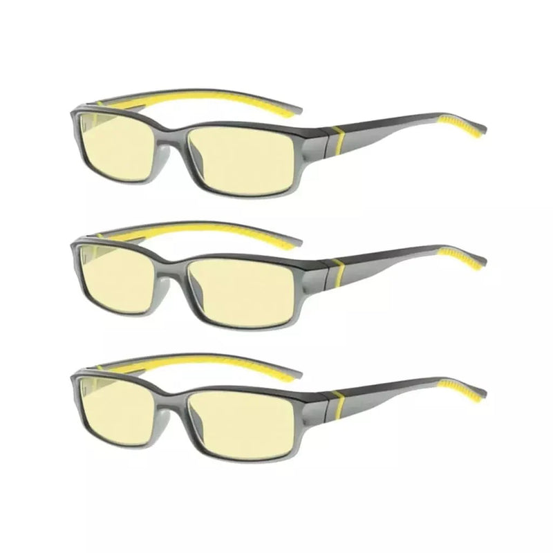 eyekeeper.com 3 Pack Stylish Blue Light Blocking Readers TMXM01 Eyeglasses White Smoke Grey Yellow-3pcs / without magnification,Grey Yellow-3pcs / +0.50,Grey Yellow-3pcs / +0.75,Grey Yellow-3pcs / +1.00,Grey Yellow-3pcs / +1.25,Grey Yellow-3pcs / +1.50,Grey Yellow-3pcs / +1.75,Grey Yellow-3pcs / +2.00,Grey Yellow-3pcs / +2.25