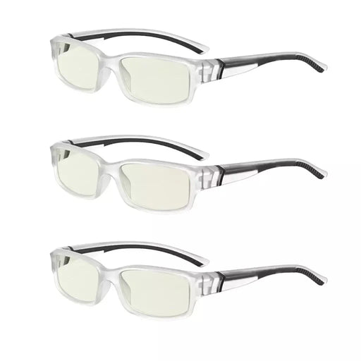 eyekeeper.com 3 Pack Stylish Blue Light Filter Readers UVXM01 Eyeglasses White Smoke Clear Grey-3pcs / without magnification,Clear Grey-3pcs / +0.50,Clear Grey-3pcs / +0.75,Clear Grey-3pcs / +1.00,Clear Grey-3pcs / +1.25,Clear Grey-3pcs / +1.50,Clear Grey-3pcs / +1.75,Clear Grey-3pcs / +2.00,Clear Grey-3pcs / +2.50