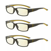 eyekeeper.com 3 Pack Stylish Blue Light Filter Readers UVXM01 Eyeglasses White Smoke Grey Yellow-3pcs / without magnification,Grey Yellow-3pcs / +0.50,Grey Yellow-3pcs / +0.75,Grey Yellow-3pcs / +1.00,Grey Yellow-3pcs / +1.25,Grey Yellow-3pcs / +1.50,Grey Yellow-3pcs / +1.75,Grey Yellow-3pcs / +2.00,Grey Yellow-3pcs / +2.50