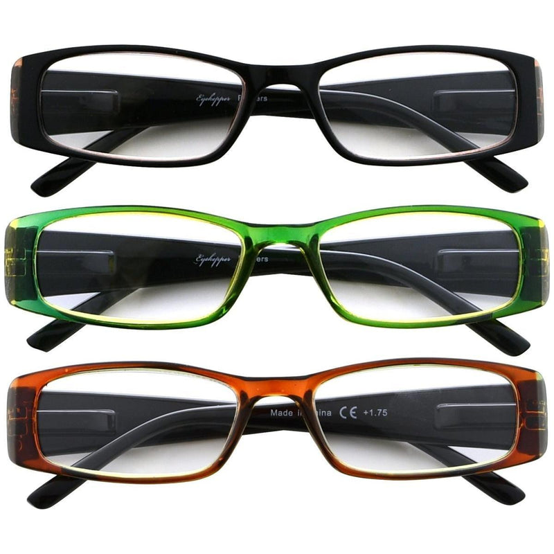 eyekeeper.com 3 Pack Stylish Reading Glasses 3PKR006 Eyeglasses Light Gray 3 Pairs Mix / +1.00,3 Pairs Mix / +1.25,3 Pairs Mix / +2.00