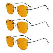 eyekeeper.com 3 Pack Titanium Blue Light Blocking Reading Glasses DSWK9902 Eyeglasses White Smoke Black-3pcs / without magnification,Black-3pcs / +0.50,Black-3pcs / +0.75,Black-3pcs / +1.00,Black-3pcs / +1.25,Black-3pcs / +1.50,Black-3pcs / +1.75,Black-3pcs / +2.00