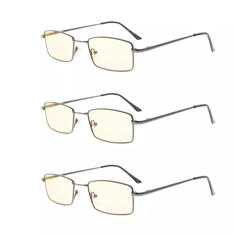 eyekeeper.com 3 Pack Traditional Rectangle Blue Light Filter Reading Glasses CG1709 Eyeglasses White Smoke Gunmetal-3pcs / without magnification,Gunmetal-3pcs / +0.50,Gunmetal-3pcs / +0.75,Gunmetal-3pcs / +1.00,Gunmetal-3pcs / +1.25,Gunmetal-3pcs / +1.50,Gunmetal-3pcs / +1.75,Gunmetal-3pcs / +2.00,Gunmetal-3pcs / +2.25,Gunmetal-3pcs / +2.50,Gunmetal-3pcs / +3.
