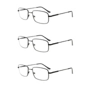 eyekeeper.com 3 Pack Vintage Rectangle Reading Glasses Metal Readers R1701 Eyeglasses White Smoke Black-3pcs / +0.50,Black-3pcs / +1.00,Black-3pcs / +1.25