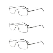 eyekeeper.com 3 Pack Vintage Rectangle Reading Glasses Metal Readers R1701 Eyeglasses White Smoke Gunmetal-3pcs / +1.00,Gunmetal-3pcs / +1.25