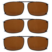 eyekeeper.com 3 Pack Wide Lens Clip on Polarized Sunglasses C60(57mmX39mm) Sunglasses White Smoke Brown-3pcs