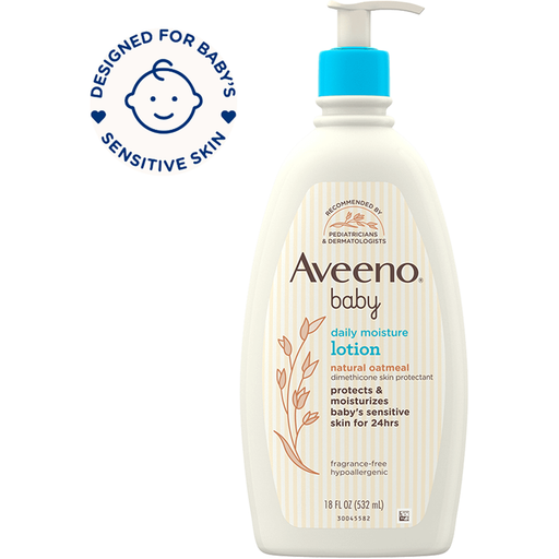 Aveeno Aveeno Baby Daily Moisture Lotion 24Hr Moisturize Skin Unscented 18 oz Baby Skin Care Antique White