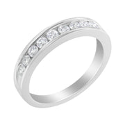 Bids.com 18K White Gold Round Diamond 1/2 Cttw Channel Band Ring Rings White Smoke 8 / White.Gold,7 / White.Gold