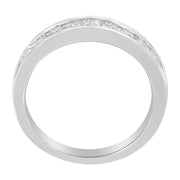 Bids.com 18K White Gold Round Diamond 1/2 Cttw Channel Band Ring Rings White Smoke 8 / White.Gold,7 / White.Gold