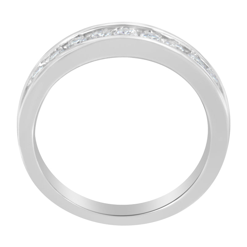 Bids.com 18K White Gold Round Diamond 1/2 Cttw Channel Band Ring Rings White Smoke 8 / White.Gold,7 / White.Gold