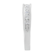 Bids.com 18K White Gold Round Diamond 1/2 Cttw Channel Band Ring Rings Light Gray 8 / White.Gold,7 / White.Gold