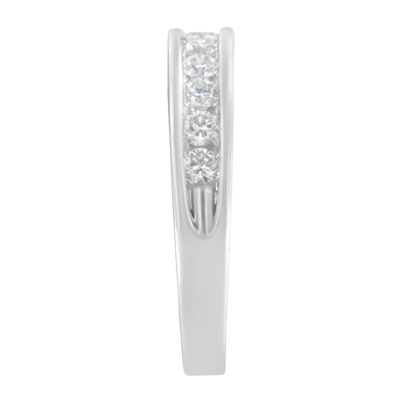 Bids.com 18K White Gold Round Diamond 1/2 Cttw Channel Band Ring Rings Light Gray 8 / White.Gold,7 / White.Gold