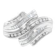 Bids.com 10K White Gold Round and Baguette Cut Diamond Channel Ring (3/4 Cttw, H-I Color, SI2-I1 Clarity) - Size 7 Rings White Smoke 7 / White.Gold,8 / White.Gold