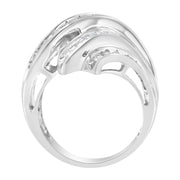 Bids.com 10K White Gold Round and Baguette Cut Diamond Channel Ring (3/4 Cttw, H-I Color, SI2-I1 Clarity) - Size 7 Rings White Smoke 7 / White.Gold,8 / White.Gold