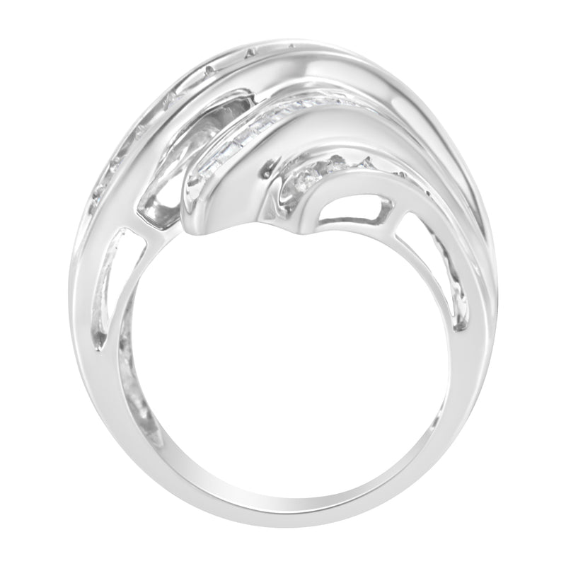 Bids.com 10K White Gold Round and Baguette Cut Diamond Channel Ring (3/4 Cttw, H-I Color, SI2-I1 Clarity) - Size 7 Rings White Smoke 7 / White.Gold,8 / White.Gold