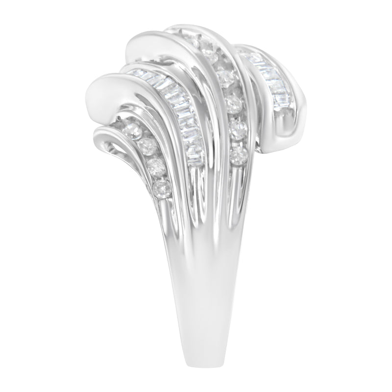 Bids.com 10K White Gold Round and Baguette Cut Diamond Channel Ring (3/4 Cttw, H-I Color, SI2-I1 Clarity) - Size 7 Rings White Smoke 7 / White.Gold,8 / White.Gold