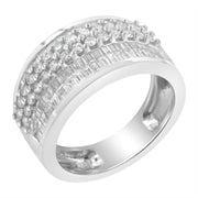 Bids.com 14K White Gold Round and Baguette Diamond Ring (1 1/2 Cttw, F-G Color, SI1-SI2 Clarity) - Size 6-3/4 Rings White Smoke 7.25 / 14k White Gold,6.75 / White.Gold,7 / White.Gold,8 / White.Gold
