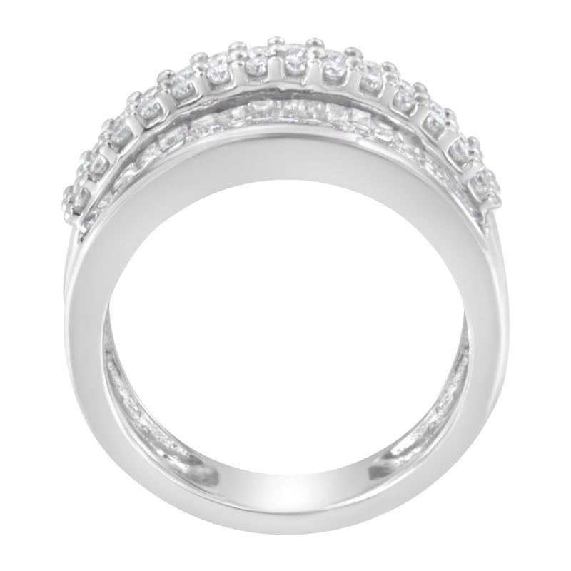 Bids.com 14K White Gold Round and Baguette Diamond Ring (1 1/2 Cttw, F-G Color, SI1-SI2 Clarity) - Size 6-3/4 Rings White Smoke 7.25 / 14k White Gold,6.75 / White.Gold,7 / White.Gold,8 / White.Gold