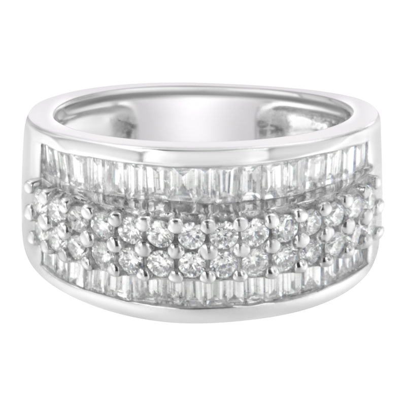 Bids.com 14K White Gold Round and Baguette Diamond Ring (1 1/2 Cttw, F-G Color, SI1-SI2 Clarity) - Size 6-3/4 Rings Light Gray 7.25 / 14k White Gold,6.75 / White.Gold,7 / White.Gold,8 / White.Gold