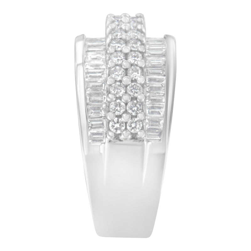 Bids.com 14K White Gold Round and Baguette Diamond Ring (1 1/2 Cttw, F-G Color, SI1-SI2 Clarity) - Size 6-3/4 Rings Light Gray 7.25 / 14k White Gold,6.75 / White.Gold,7 / White.Gold,8 / White.Gold