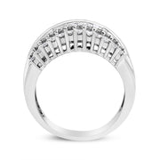 Bids.com 14K White Gold 1.00 Cttw Round and Baguette-Cut Diamond Modern Band Ring (H-I Color, SI2-I1 Clarity) - Ring Size 7 Rings White Smoke 7 / White.Gold